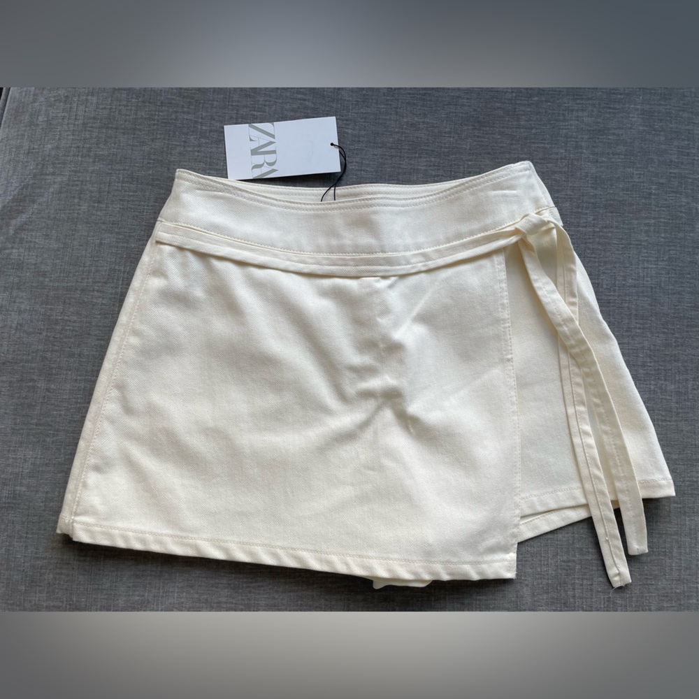 Zara Cream Wrap-Front Skort